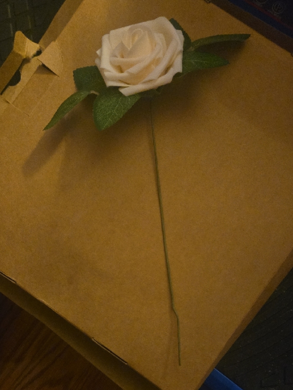 Cream Foam Rose Bouquet with Green Leaves - Picture 4 of 4